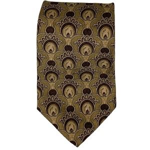 Gitman Bros. Tie Silk Brown Tan Geometric 58L X 4W